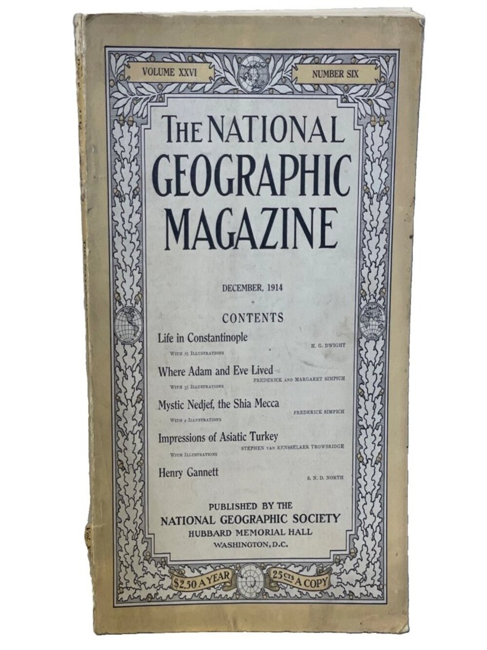 National Geographic Dec 1914 Vol 26 No 6 Constantinople Turkey Mesopotamia Mag